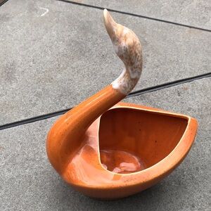 Orange Swan-Shaped Ceramic Bowl